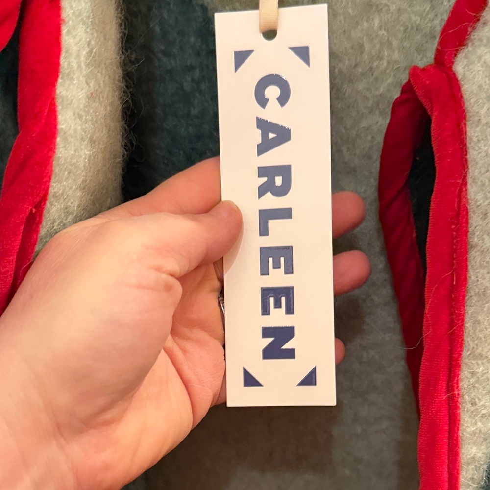 Carleen Green & Cream Fleece Jacket with Red Trim - Picture 13 of 15